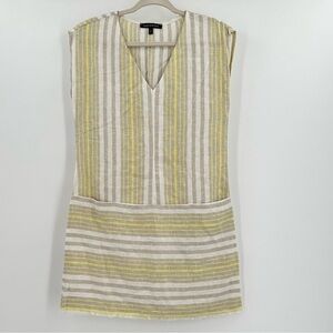 Supply & Demand Women’s Linen Blend Sleeveless Dress V-Neck Raw Hem Pockets Sz S